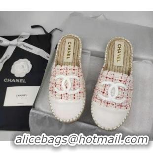 Most Popular Chanel Tweed & Lambskin Espadrilles Mules Pink/White 816017