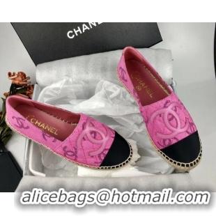 Good Quality Chanel CC Fabric Espadrilles Flat Pink 816020