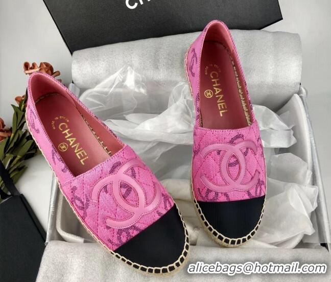 Good Quality Chanel CC Fabric Espadrilles Flat Pink 816020