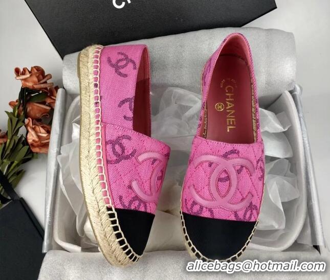 Good Quality Chanel CC Fabric Espadrilles Flat Pink 816020