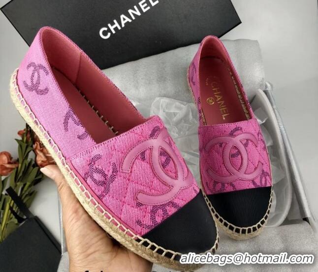 Good Quality Chanel CC Fabric Espadrilles Flat Pink 816020