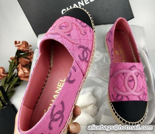 Good Quality Chanel CC Fabric Espadrilles Flat Pink 816020