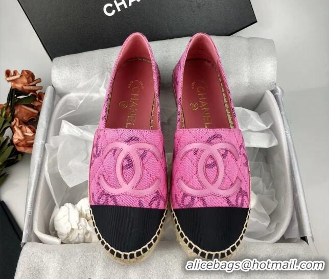 Good Quality Chanel CC Fabric Espadrilles Flat Pink 816020