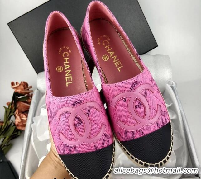 Good Quality Chanel CC Fabric Espadrilles Flat Pink 816020