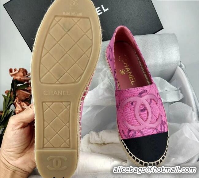 Good Quality Chanel CC Fabric Espadrilles Flat Pink 816020