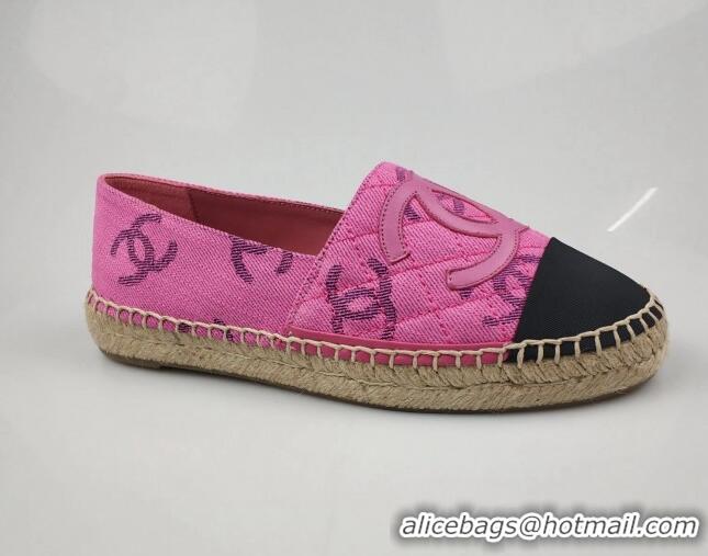 Good Quality Chanel CC Fabric Espadrilles Flat Pink 816020