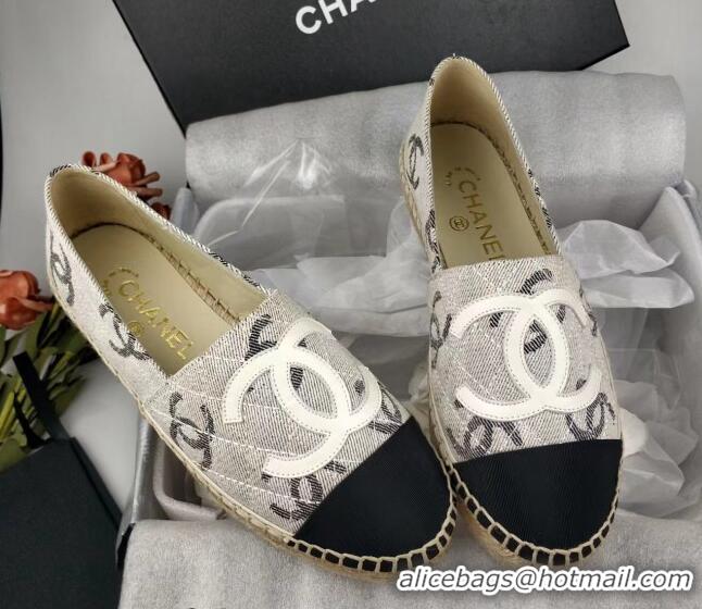 Best Product Chanel CC Fabric Espadrilles Flat Grey 816021