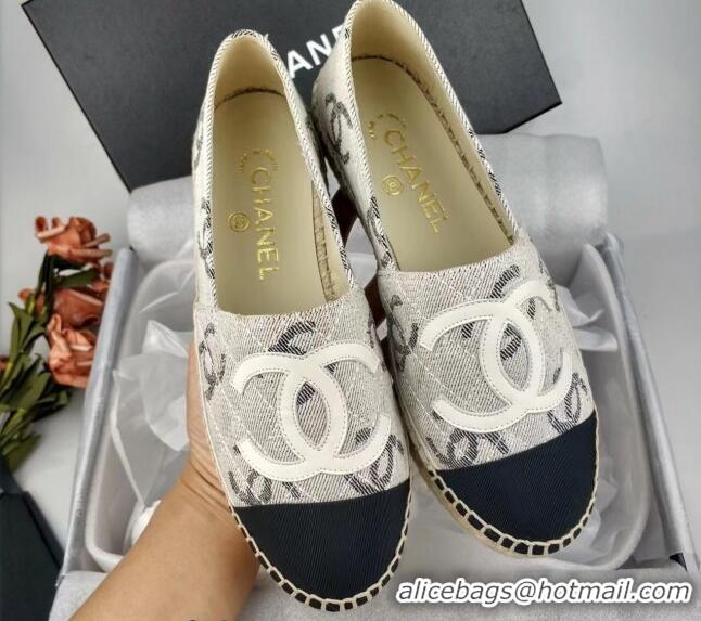 Best Product Chanel CC Fabric Espadrilles Flat Grey 816021