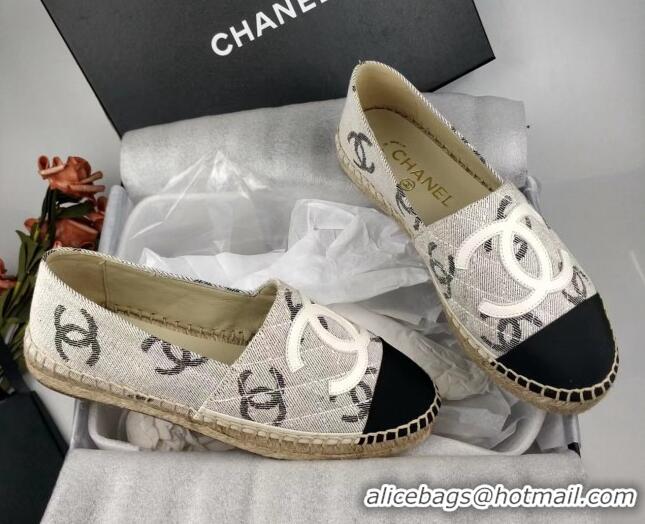 Best Product Chanel CC Fabric Espadrilles Flat Grey 816021