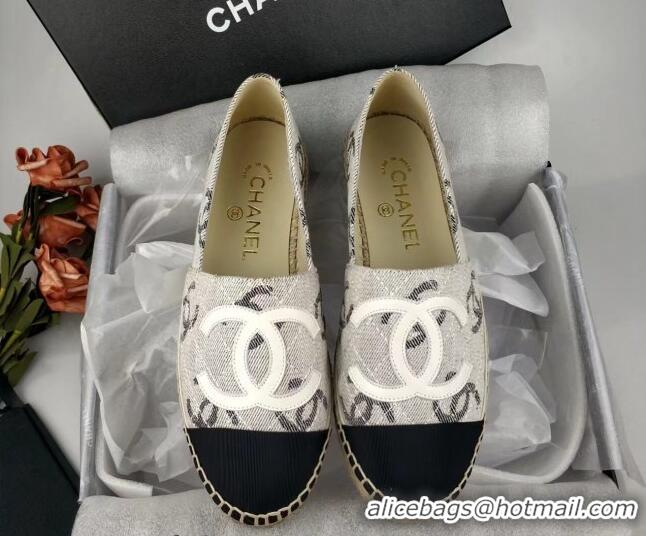 Best Product Chanel CC Fabric Espadrilles Flat Grey 816021