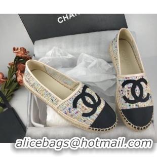 Good Looking Chanel Tweed & Grosgrain Espadrilles Flat Multicolor 816024