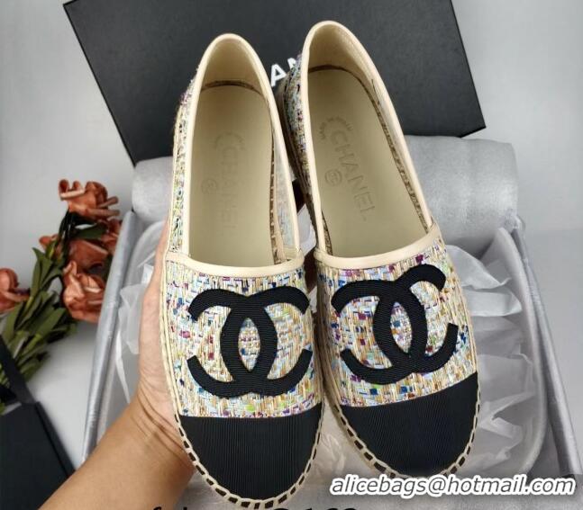 Good Looking Chanel Tweed & Grosgrain Espadrilles Flat Multicolor 816024