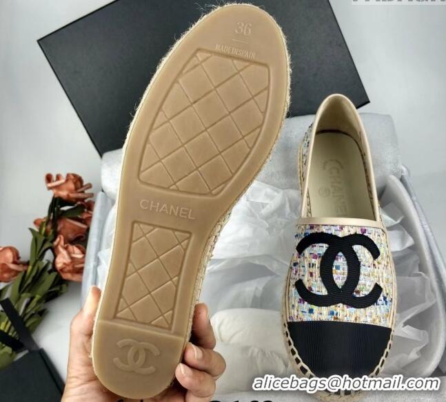 Good Looking Chanel Tweed & Grosgrain Espadrilles Flat Multicolor 816024