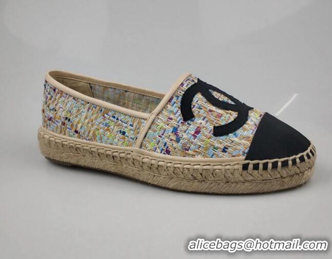 Good Looking Chanel Tweed & Grosgrain Espadrilles Flat Multicolor 816024