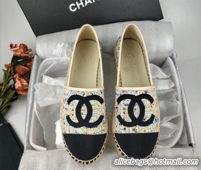 Good Looking Chanel Tweed & Grosgrain Espadrilles Flat Multicolor 816024