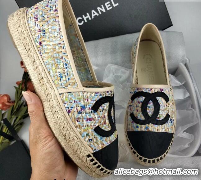 Good Looking Chanel Tweed & Grosgrain Espadrilles Flat Multicolor 816024