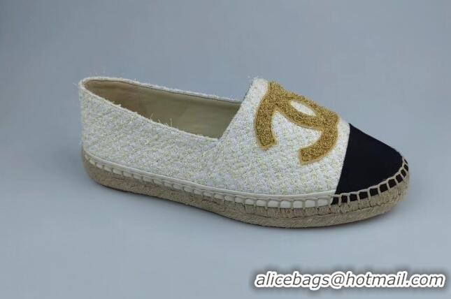 Cheap Price Chanel Tweed & Grosgrain Espadrilles Flat White 816027