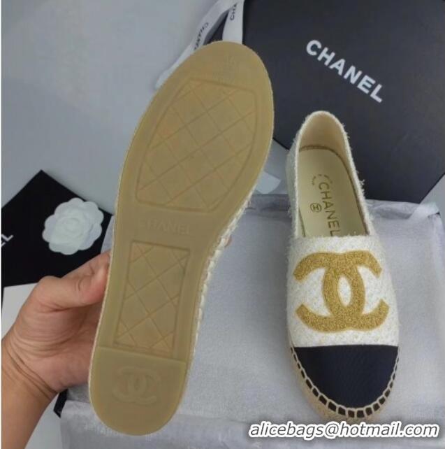 Cheap Price Chanel Tweed & Grosgrain Espadrilles Flat White 816027