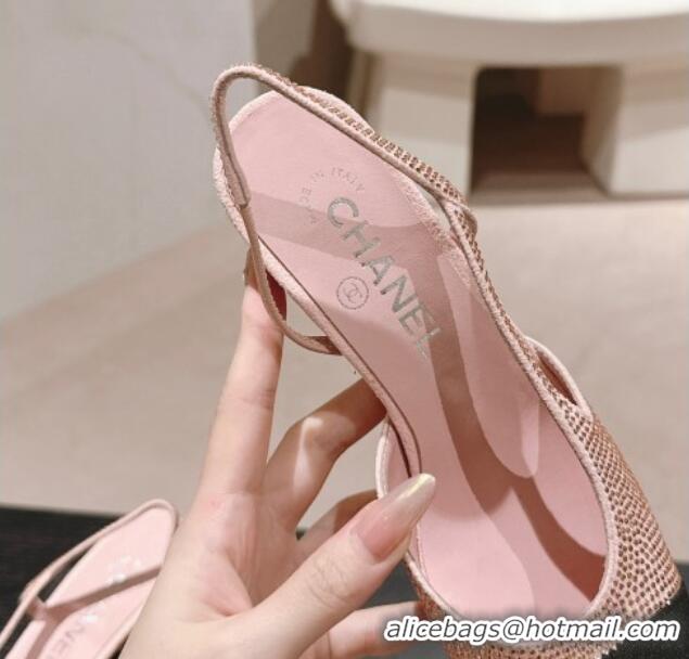 Buy Luxury Chanel Strass & Grosgrain Slingback Pumps 6.5cm G31318 Pink 816034