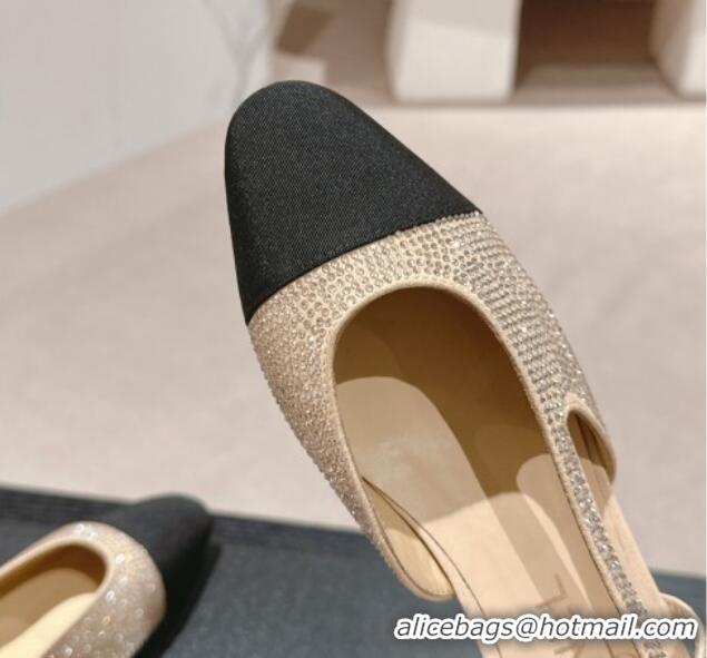 Purchase Chanel Strass & Grosgrain Slingback Flat G31318 Beige 816041