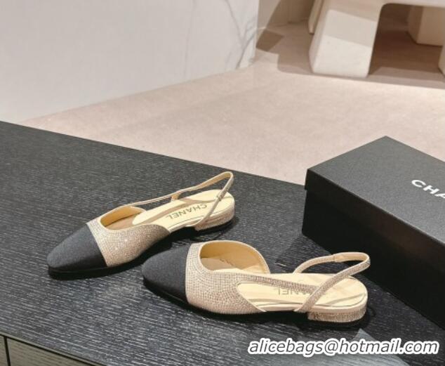 Purchase Chanel Strass & Grosgrain Slingback Flat G31318 Beige 816041