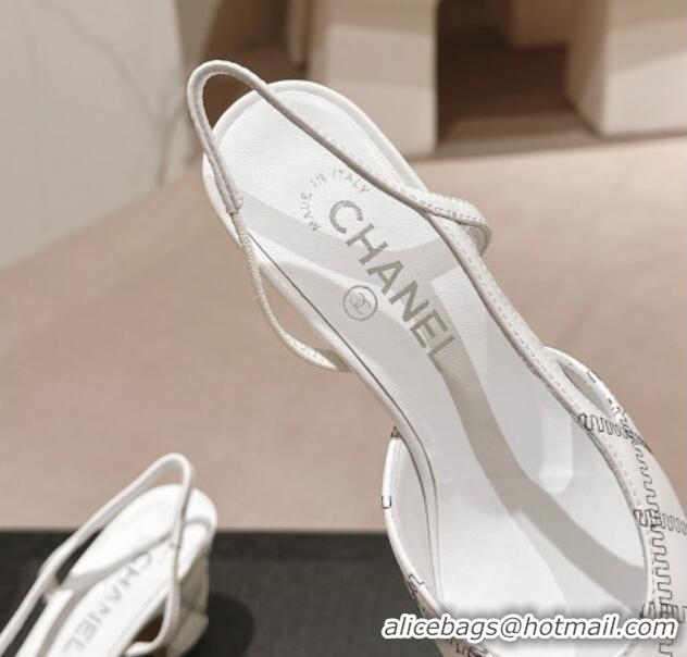 Low Price Chanel Quilted Lambskin & Grosgrain Slingback Pumps 6.5cm White 081644