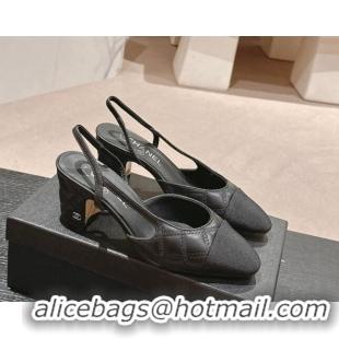 Low Cost Chanel Quilted Lambskin & Grosgrain Slingback Pumps 6.5cm Black 816047