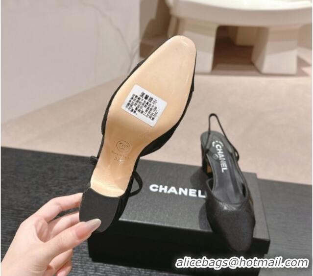 Low Cost Chanel Quilted Lambskin & Grosgrain Slingback Pumps 6.5cm Black 816047