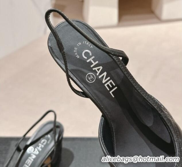 Low Cost Chanel Quilted Lambskin & Grosgrain Slingback Pumps 6.5cm Black 816047