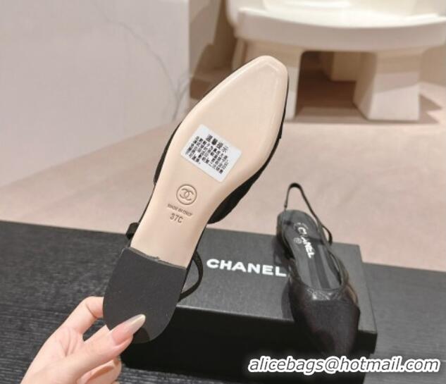 Most Popular Chanel Quilted Lambskin & Grosgrain Slingback Flats Black 816050