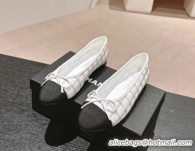 Cheapest Chanel Quilted Lambskin & Grosgrain Ballet Flats White 816052