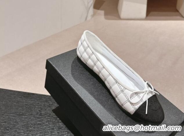 Cheapest Chanel Quilted Lambskin & Grosgrain Ballet Flats White 816052