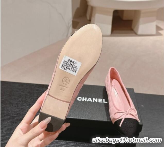 Sumptuous Chanel Quilted Lambskin & Grosgrain Ballet Flats Pink 816053