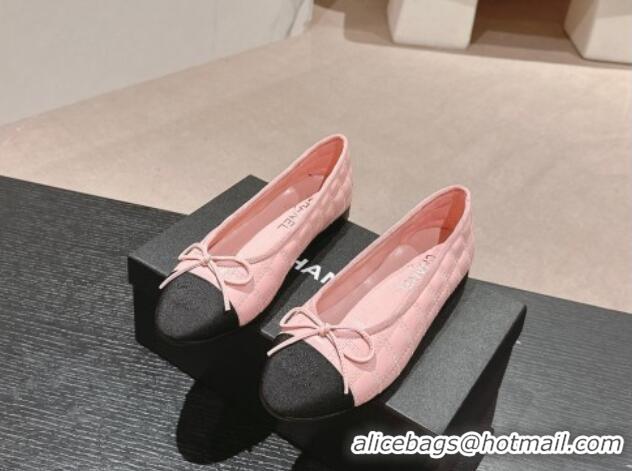 Sumptuous Chanel Quilted Lambskin & Grosgrain Ballet Flats Pink 816053