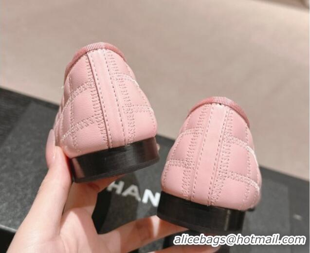 Sumptuous Chanel Quilted Lambskin & Grosgrain Ballet Flats Pink 816053