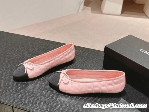 Sumptuous Chanel Quilted Lambskin & Grosgrain Ballet Flats Pink 816053