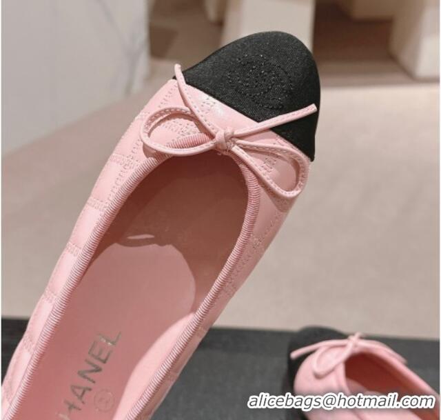 Sumptuous Chanel Quilted Lambskin & Grosgrain Ballet Flats Pink 816053