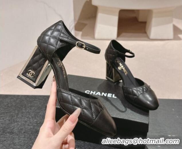 Top Design Chanel Quilted Lambskin Mary Janes Pumps 6.5cm Black 816097