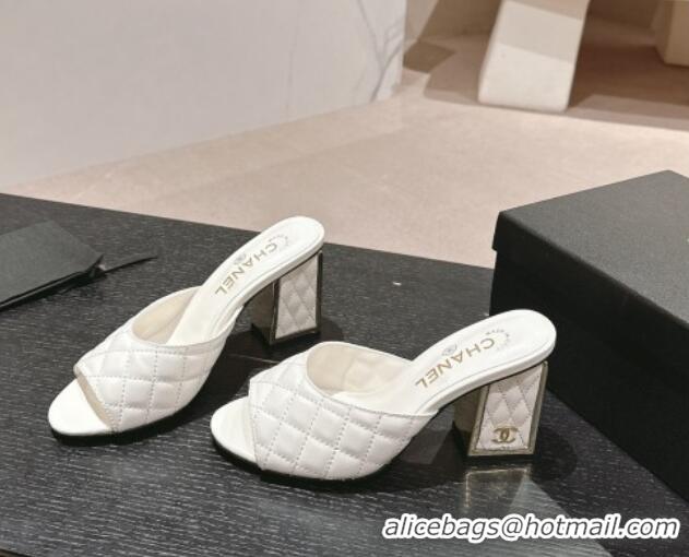 Purchase Chanel Quilted Lambskin Slides Sandal 6.5cm White 816099