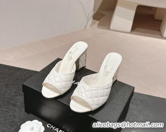 Purchase Chanel Quilted Lambskin Slides Sandal 6.5cm White 816099