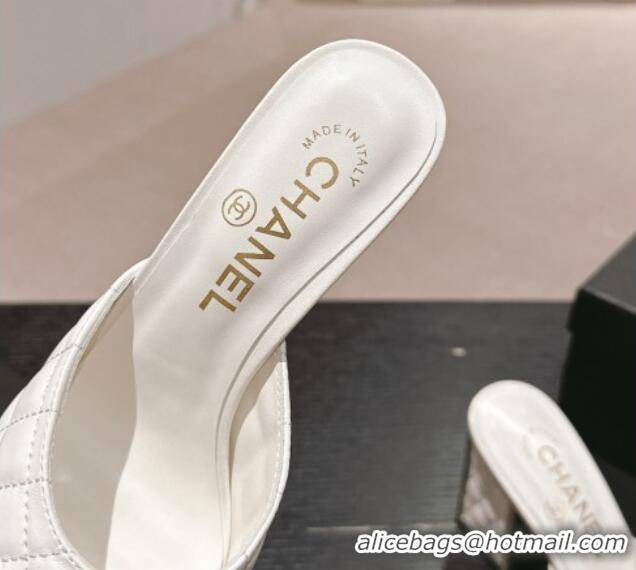 Purchase Chanel Quilted Lambskin Slides Sandal 6.5cm White 816099