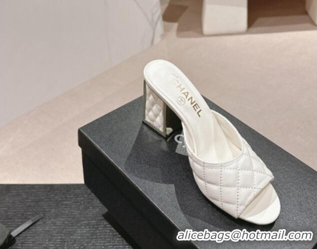 Purchase Chanel Quilted Lambskin Slides Sandal 6.5cm White 816099