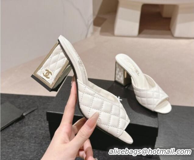 Purchase Chanel Quilted Lambskin Slides Sandal 6.5cm White 816099