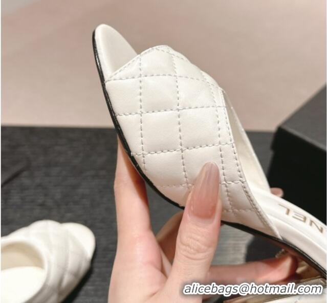 Purchase Chanel Quilted Lambskin Slides Sandal 6.5cm White 816099