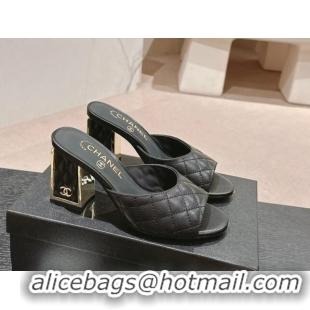 Good Looking Chanel Quilted Lambskin Slides Sandal 6.5cm Black 816102