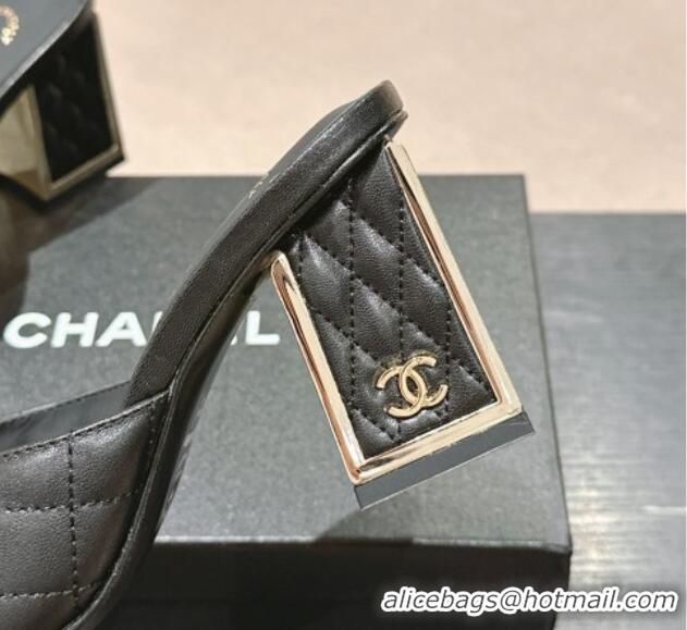 Good Looking Chanel Quilted Lambskin Slides Sandal 6.5cm Black 816102