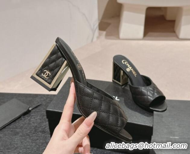 Good Looking Chanel Quilted Lambskin Slides Sandal 6.5cm Black 816102