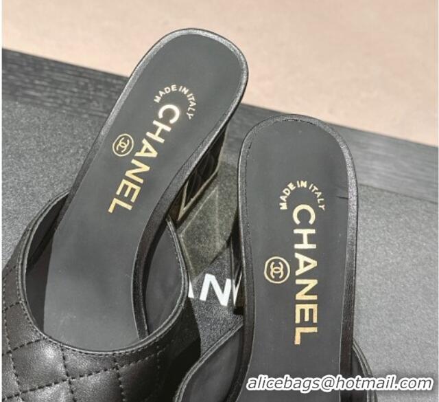 Good Looking Chanel Quilted Lambskin Slides Sandal 6.5cm Black 816102