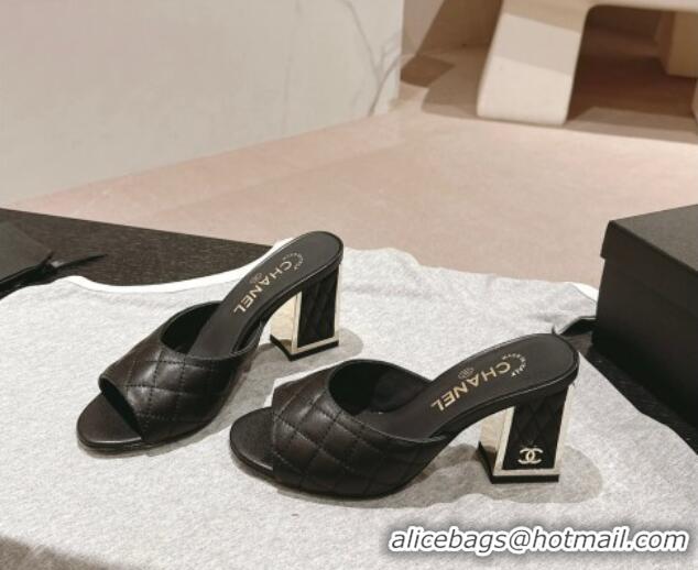 Good Looking Chanel Quilted Lambskin Slides Sandal 6.5cm Black 816102