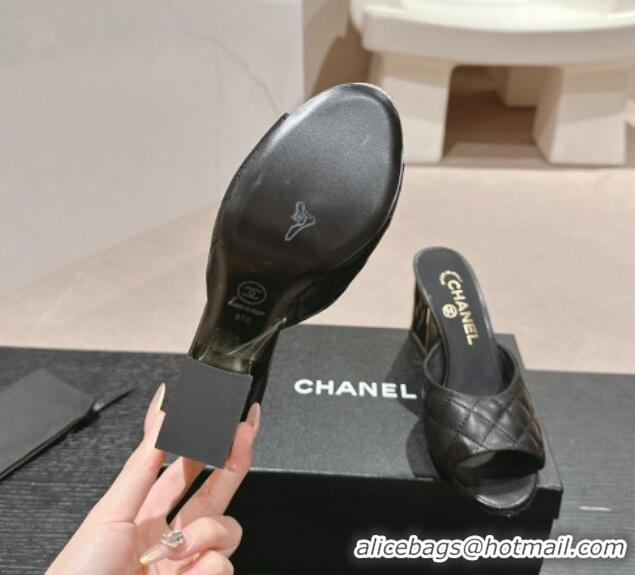 Good Looking Chanel Quilted Lambskin Slides Sandal 6.5cm Black 816102